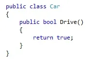 C# Car class with a Drive method that just returns true